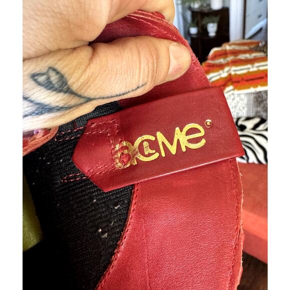 Vintage ACME Red Leather Fringe Cowboy Boots – Women’s Size 8 - Picture 5 of 6